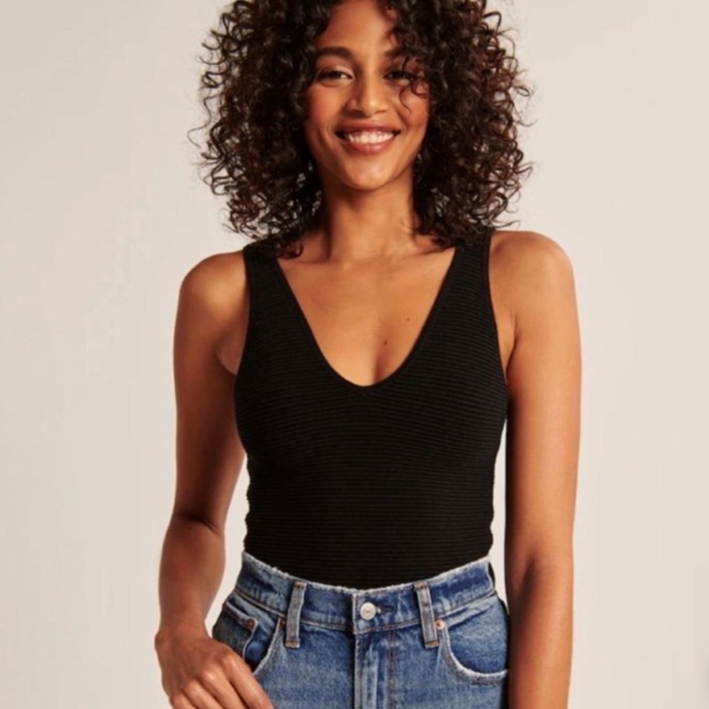A&F Black Ribbed Bodysuit